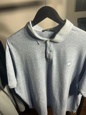 Daniel Cremieux Heathered Light Blue Men's Polo- Wear/discoloration on collar